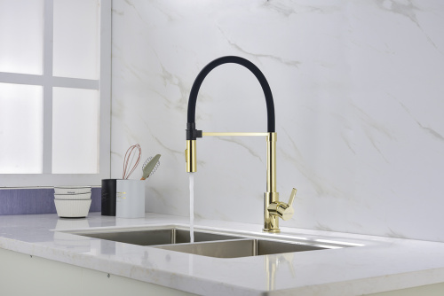 Смеситель для кухни Paulmark HALT Ha214021-G на мойку золото - фото 2